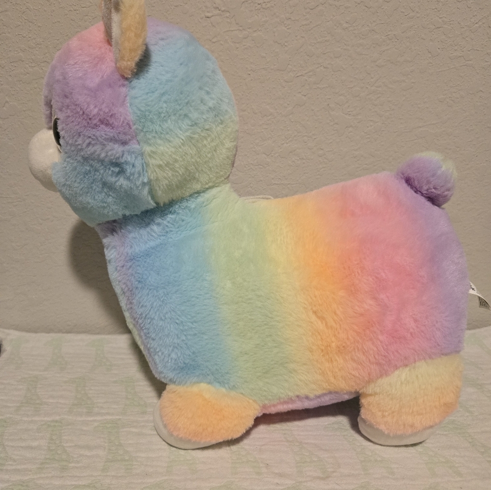 The Toy Factory Rainbow Sherbet Llama Plush Toy.